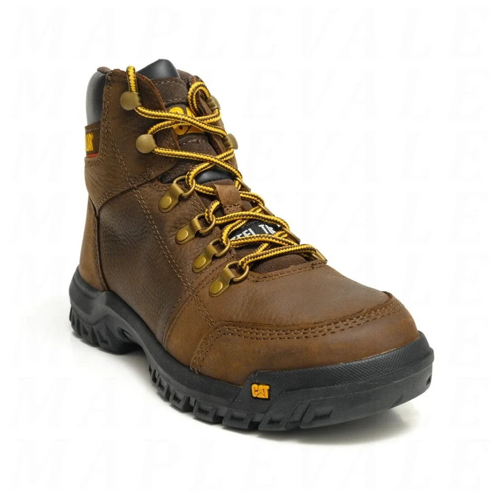 CAT Caterpillar Outline ST Steel Toe Work Boot Men's Sz 7 P90803 Seal Brown NEW